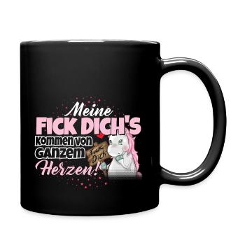 Einhorn - Fick Dich - Tasse einfarbig - Schwarz - Rechts
