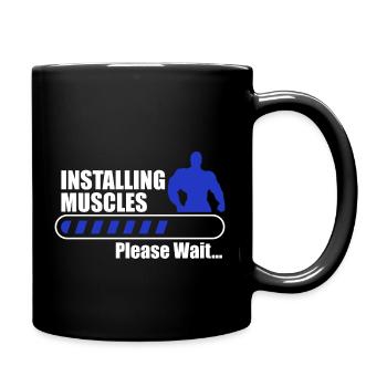Installing muscles gym body building fitness - Tasse einfarbig - Schwarz - Rechts