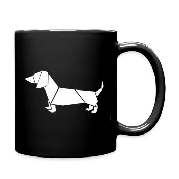 Dackel Origami Rauhaardackel - Tasse einfarbig - Schwarz - Rechts