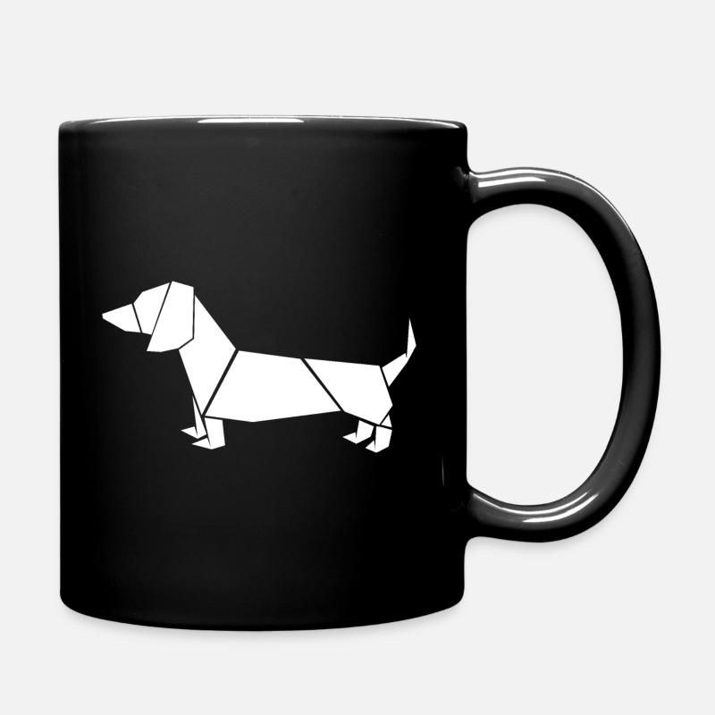 Dachshund Origami wire-haired Dachshund - Full Colour Mug - black