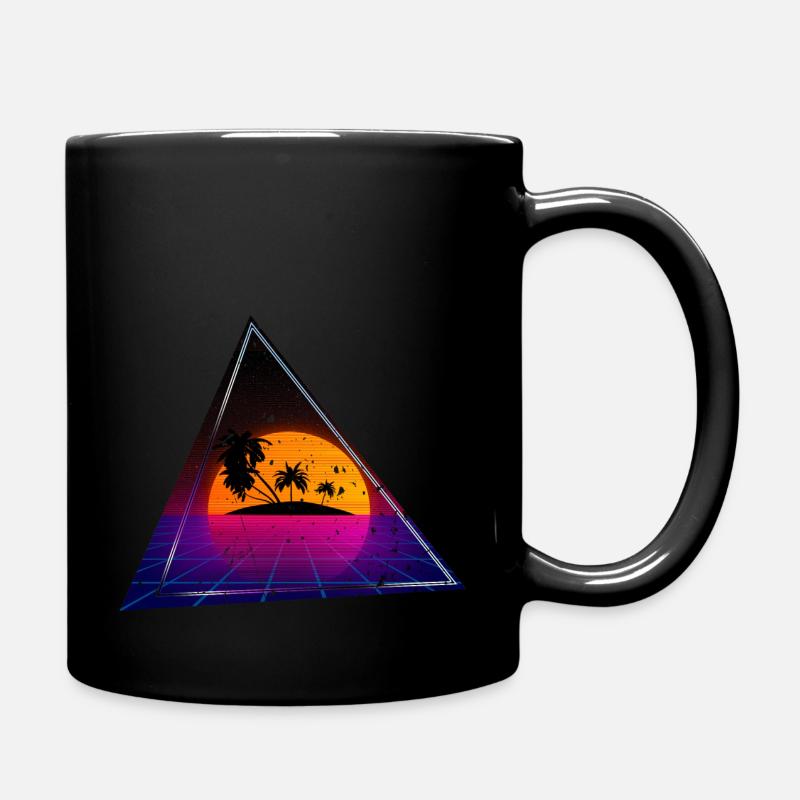 80s palms triangle grunged - Full Colour Mug - black