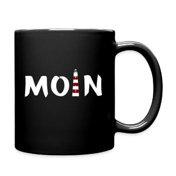 Moin Leuchtturm - Tasse einfarbig - Schwarz - Rechts