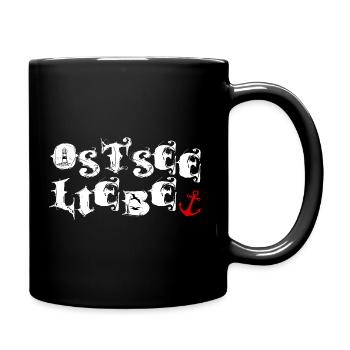 Ostseeliebe - Anker im Herz - Tasse einfarbig - Schwarz - Rechts