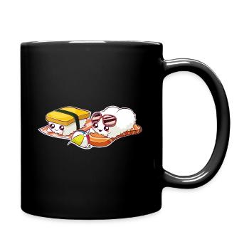 Sushi in der Sonne Lustiges Sushi Geschenk - Tasse einfarbig - Schwarz - Rechts
