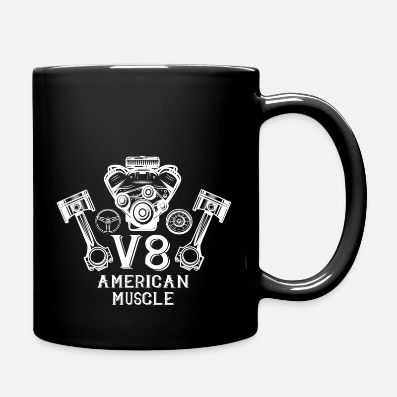 V8 American Muscle white - Full Colour Mug - black