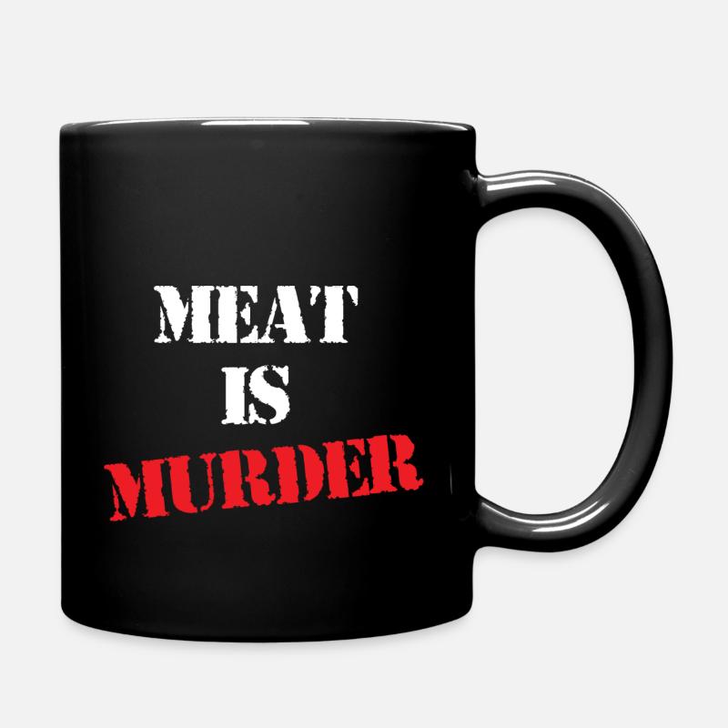 Meat is Murder Vegan Veggie Vegetarian Plant Based - Full Colour Mug - black