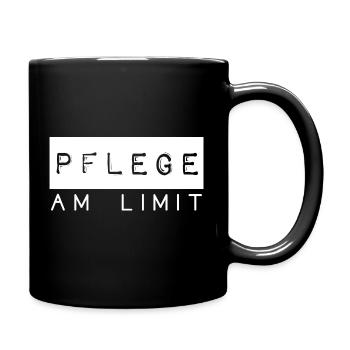 Pflege am Limit Spruch Pflegekräfte Beruf - Tasse einfarbig - Schwarz - Rechts
