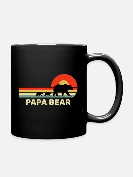 Vintage Retro Daddy Papa Bear Papa pères Cadeau jour - Mug uni - noir