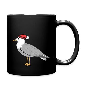 Seagull with hood - Full Colour Mug - black - Right