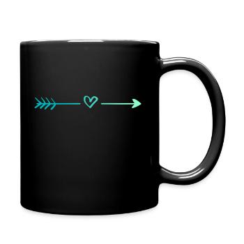 Bunter Pfeil mit Herz, Amor, Liebe, Valentinstag - Tasse einfarbig - Schwarz - Rechts