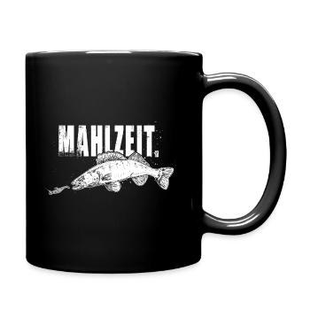 Mahlzeit – Zander - Tasse einfarbig - Schwarz - Rechts