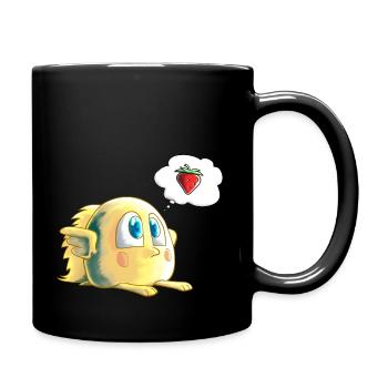 small chick looking for a strawberry - Full Colour Mug - black - Right