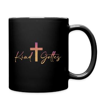 Kind Gottes mit Kreuz - Tasse einfarbig - Schwarz - Rechts