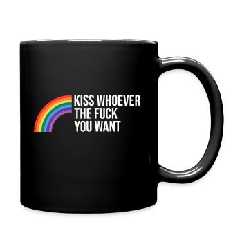 Kiss whoever the fuck you want rainbow flag lgbtq - Full Colour Mug - black - Right
