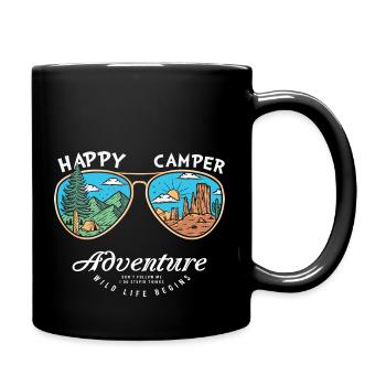 Happy Camper Cool Camping Adventure Outdoor - Full Colour Mug - black - Right