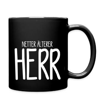 netter älterer Herr - Tasse einfarbig - Schwarz - Rechts