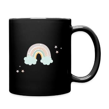 Regenbogen mit Sternen - Tasse einfarbig - Schwarz - Rechts