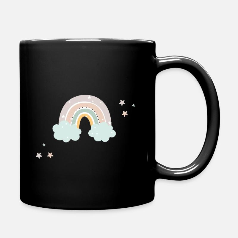 Regenbogen mit Sternen - Tasse einfarbig - Schwarz