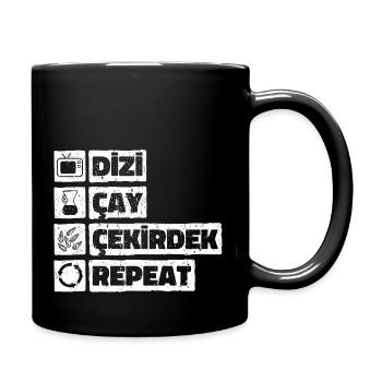 Dizi Cay Cekirdek Repeat Turkish sayings funny - Full Colour Mug - black - Right