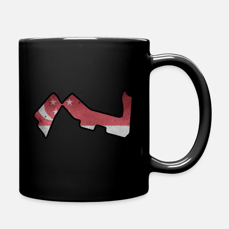 Singapur Rennstrecke mit Flagge - Tasse einfarbig - Schwarz