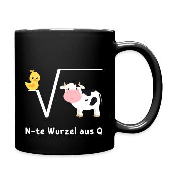 Ente Wurzel aus Kuh, N-te Wurzel aus Q, Mathe Witz - Tasse einfarbig - Schwarz - Rechts