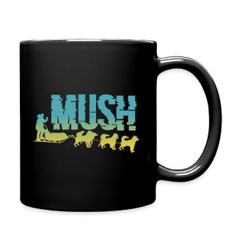 Schlittenhunde und Schlitten Fahren - Tasse einfarbig - Schwarz - Rechts