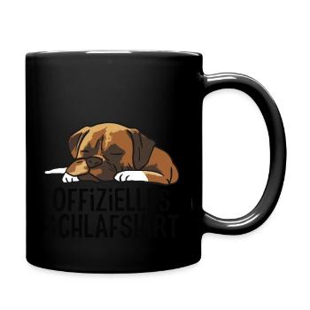 Offizielles Schlafshirt Boxer Hund Langschläfer - Tasse einfarbig - Schwarz - Rechts