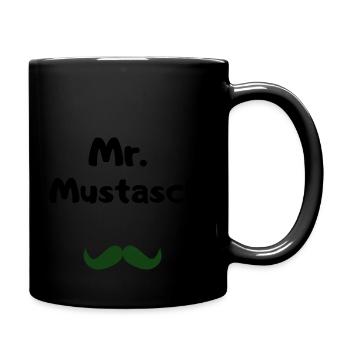 Schwarz und Weiß Schnauzbart e Shirt - Tasse einfarbig - Schwarz - Rechts