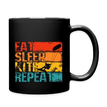 Kiteboarding Kite Kiten - Eat Sleep Kite Kitesurfe - Tasse einfarbig - Schwarz - Rechts