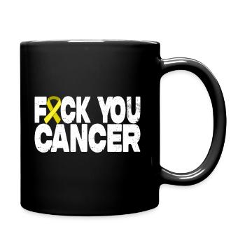 Fuck You Cancer - Yellow Ribbon - Full Colour Mug - black - Right