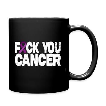 Fuck You Cancer - Purple Bow - Full Colour Mug - black - Right
