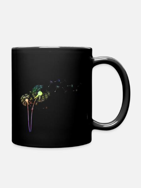 Bunte Pusteblume | Löwenzahn Blume Frühling Sommer - Tasse einfarbig - Schwarz