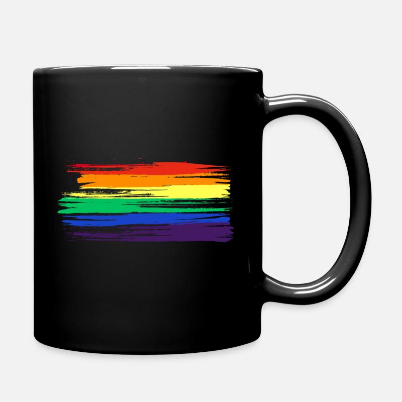 Drapeau LGBTQ Déclaration arc-en-ciel Gay Pride CSD - Mug uni - noir