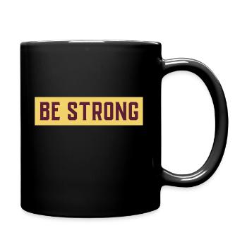 BE STRONG Design in gelb - Tasse einfarbig - Schwarz - Rechts