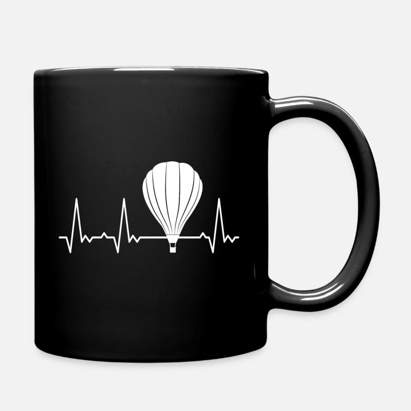 Herzschlag Heißluftballon - Tasse einfarbig - Schwarz