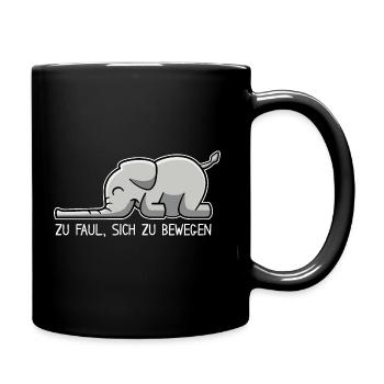Elefant - zu faul, sich zu bewegen - Tasse einfarbig - Schwarz - Rechts