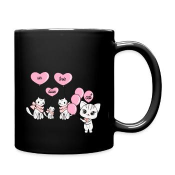 UN, DEUX, TROIS, CATS – Quatre chats avec ballons - Mug uni - noir - Droite