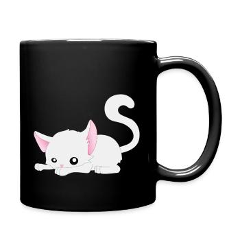 Katze Comic - Tasse einfarbig - Schwarz - Rechts