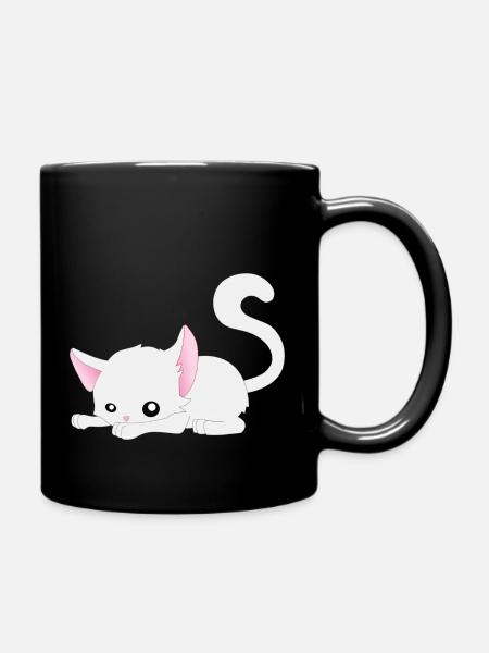 Katze Comic - Tasse einfarbig - Schwarz