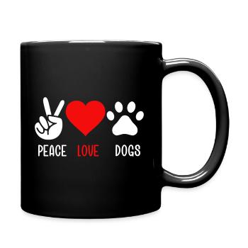 Frieden Liebe Hunde - Tasse einfarbig - Schwarz - Rechts