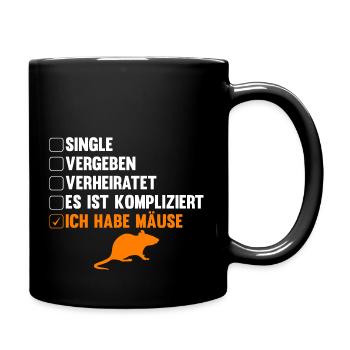 Es ist kompliziert ich habe Mäuse - Tasse einfarbig - Schwarz - Rechts