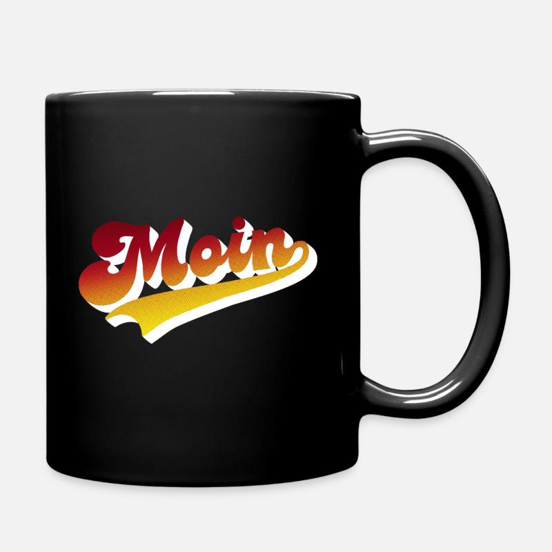 Moin Retro 70er Look - Tasse einfarbig - Schwarz