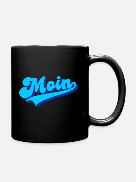 Moin Retro 70er Look - Tasse einfarbig - Schwarz