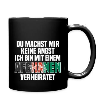 Du machst mir Keine Angst ich bin mit einem Afghan - Tasse einfarbig - Schwarz - Rechts