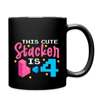 Block-stacking Game Funny Birthday Party Block - Tasse einfarbig - Schwarz - Rechts