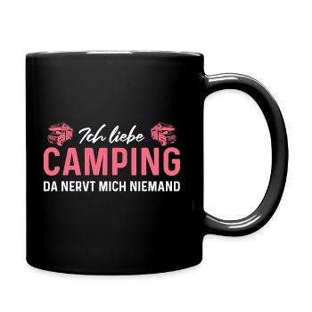 Camping Humor Wohnmobil Camperin - Tasse einfarbig - Schwarz - Rechts