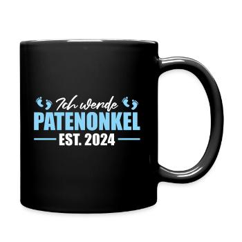 Ich werde Patenonkel 2024 Werdender Onkel - Tasse einfarbig - Schwarz - Rechts
