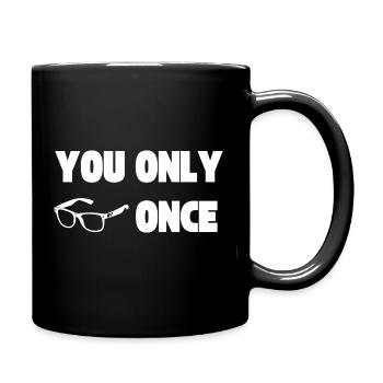 YOLO - Man lebt nur einmal - Sonnenbrille - Tasse einfarbig - Schwarz - Rechts