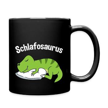 Schlafosaurus T-Rex Dinosaurier Schlafanzug Dino - Tasse einfarbig - Schwarz - Rechts