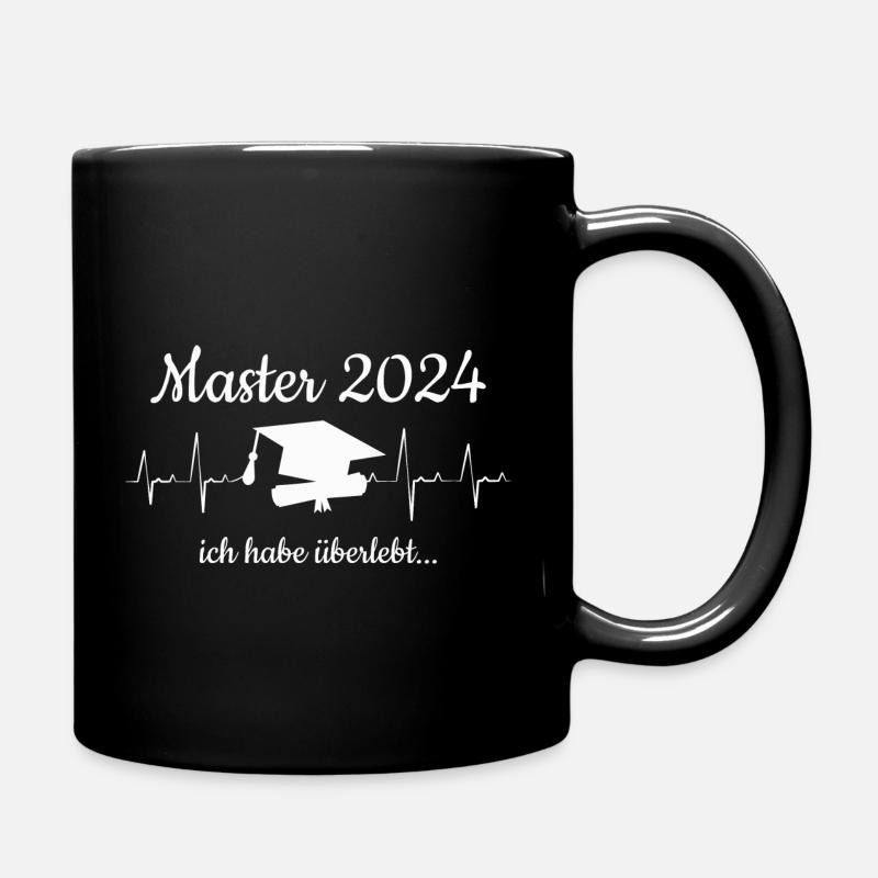 Masterabschluss Master Studium überlebt Puls Herz - Tasse einfarbig - Schwarz